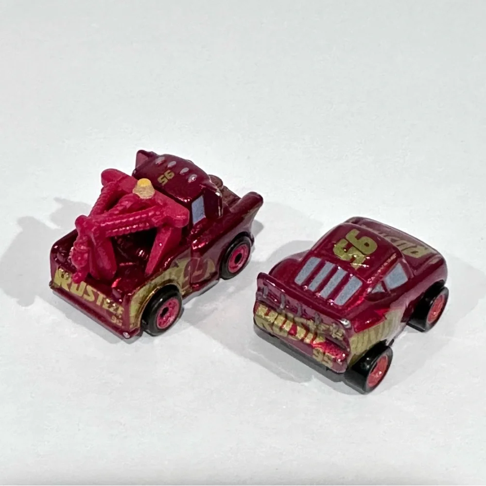 Disney Cars Die-cast Mini Racers Metallic Red Mater & Lighting McQueen Rusteze